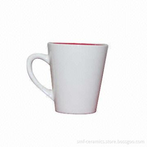 11oz Ceramic Mug with White Outside and Red Inside